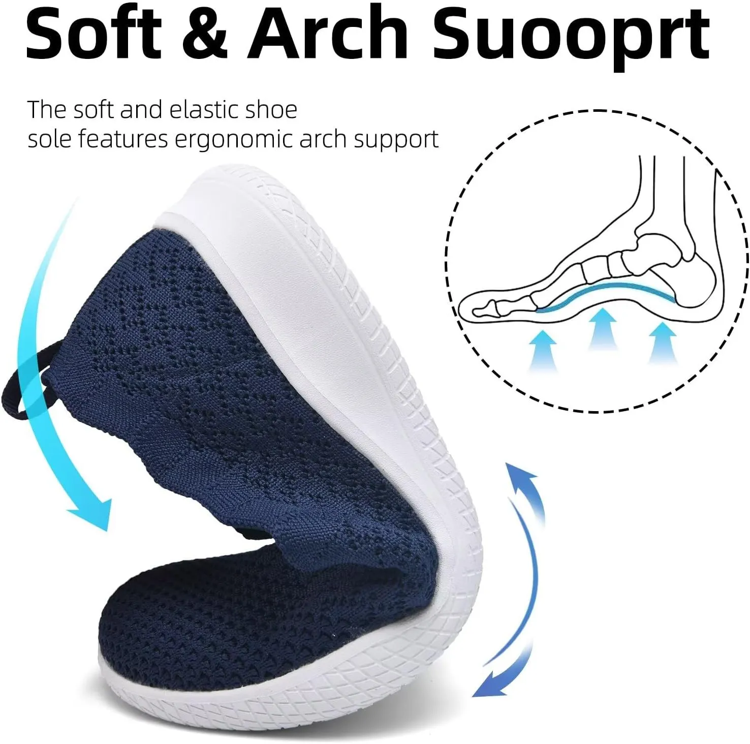 poemlady Women's Walking Shoes - Mesh Slip on Sneaker Knit Round Toe Casual Memory Foam Low Wedge Nurse Shoes for Work