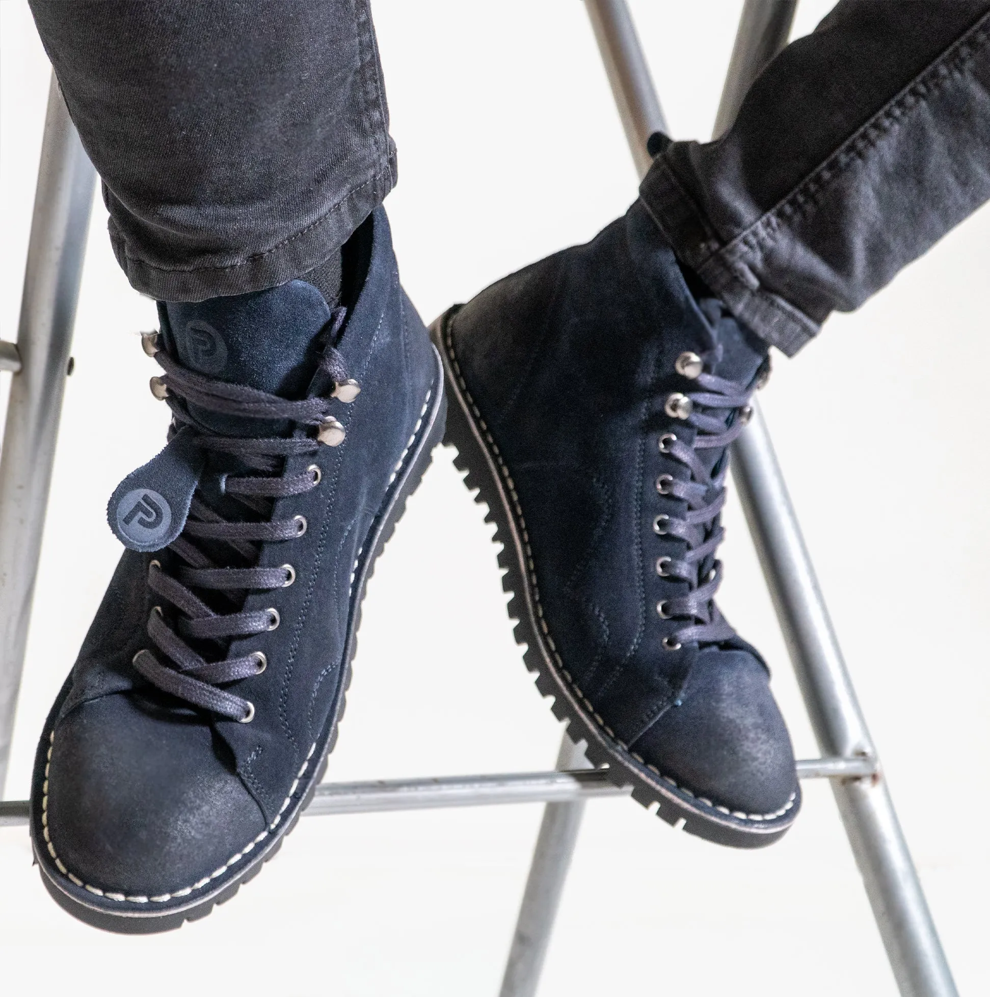 Popps 1961 MOD Mens Suede Boots Navy