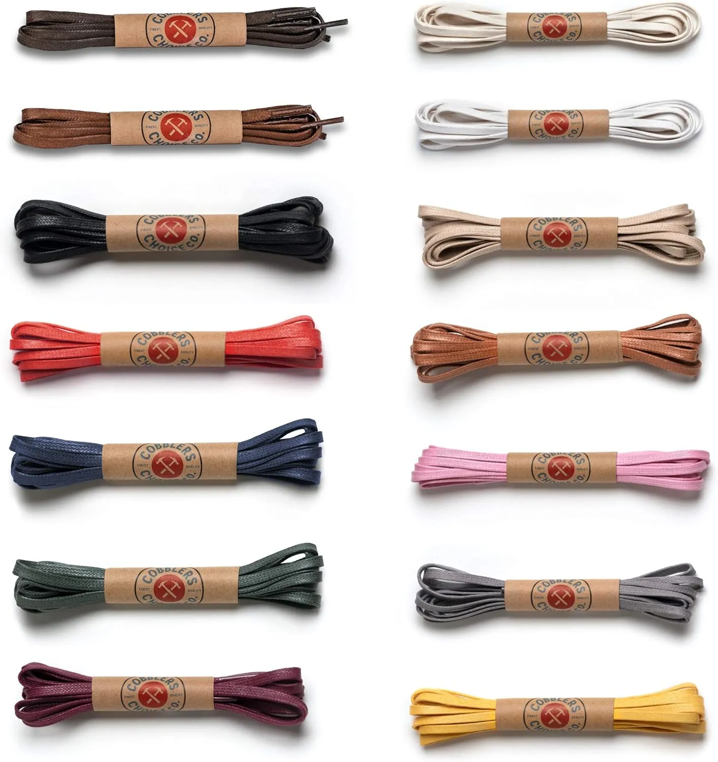 Premium Flat Waxed Cotton Boot Laces - Cobbler's Choice Shoe Laces - Durable and Beautiful!
