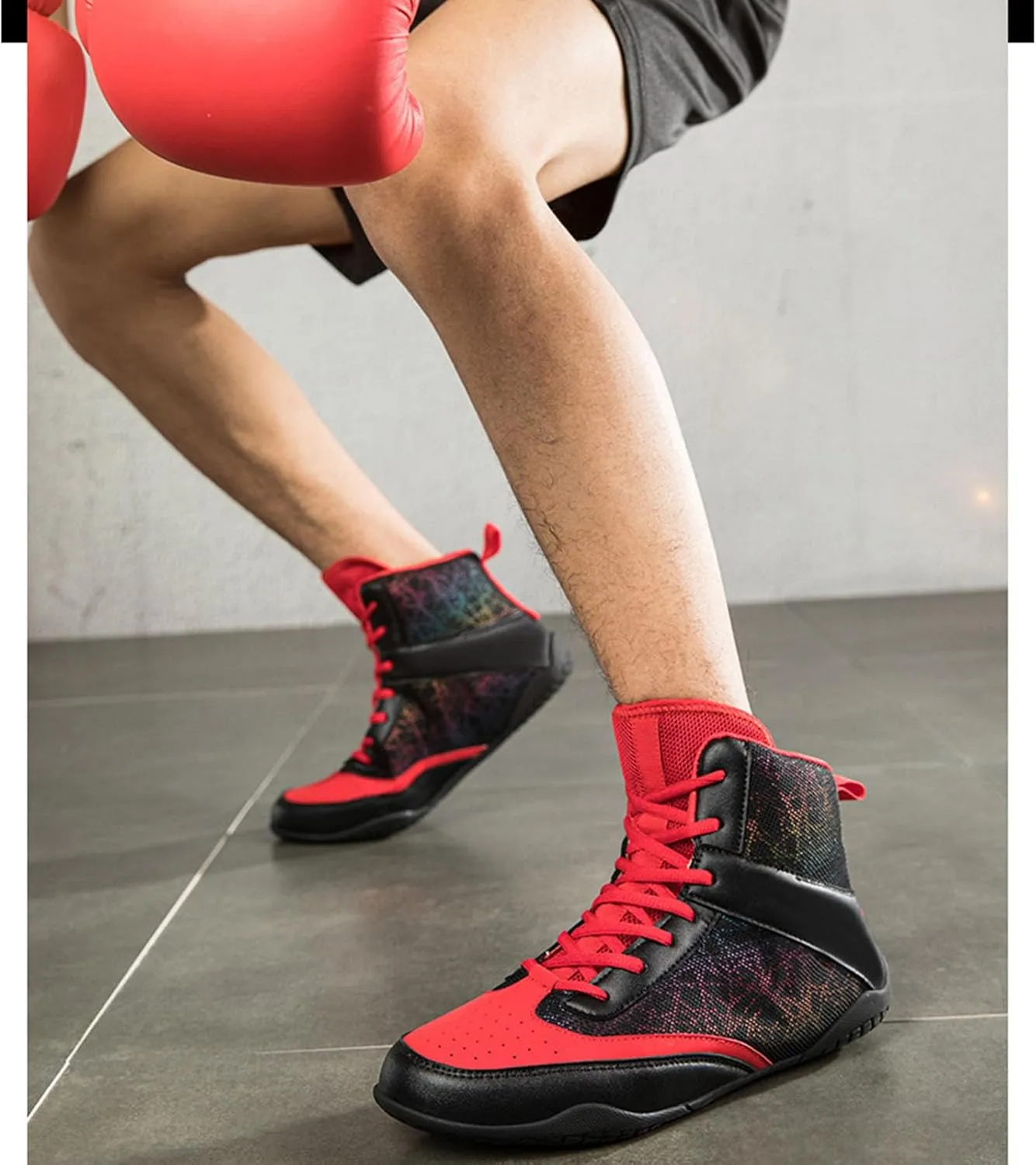Professional Mens Wrestling Shoes Lightweight Breathable Training Shoe Durable Shoes for Wrestling, Boxing, Weightlifting