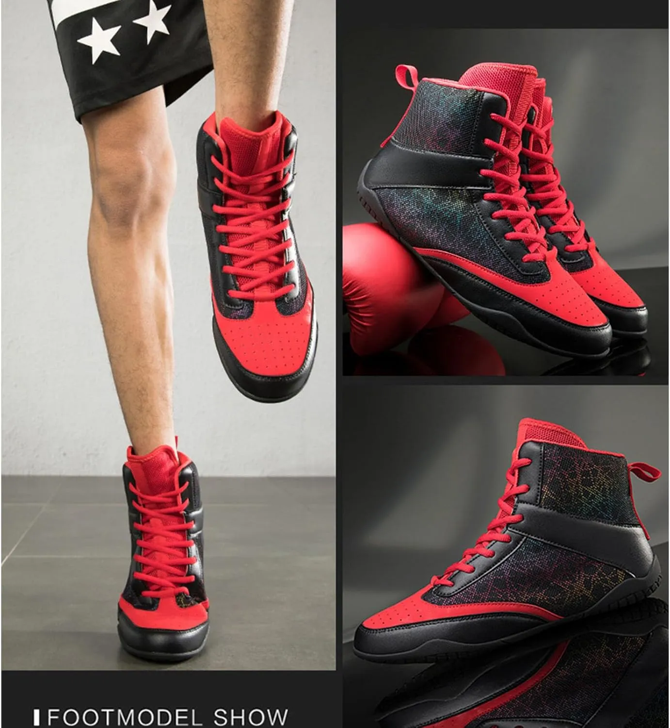 Professional Mens Wrestling Shoes Lightweight Breathable Training Shoe Durable Shoes for Wrestling, Boxing, Weightlifting