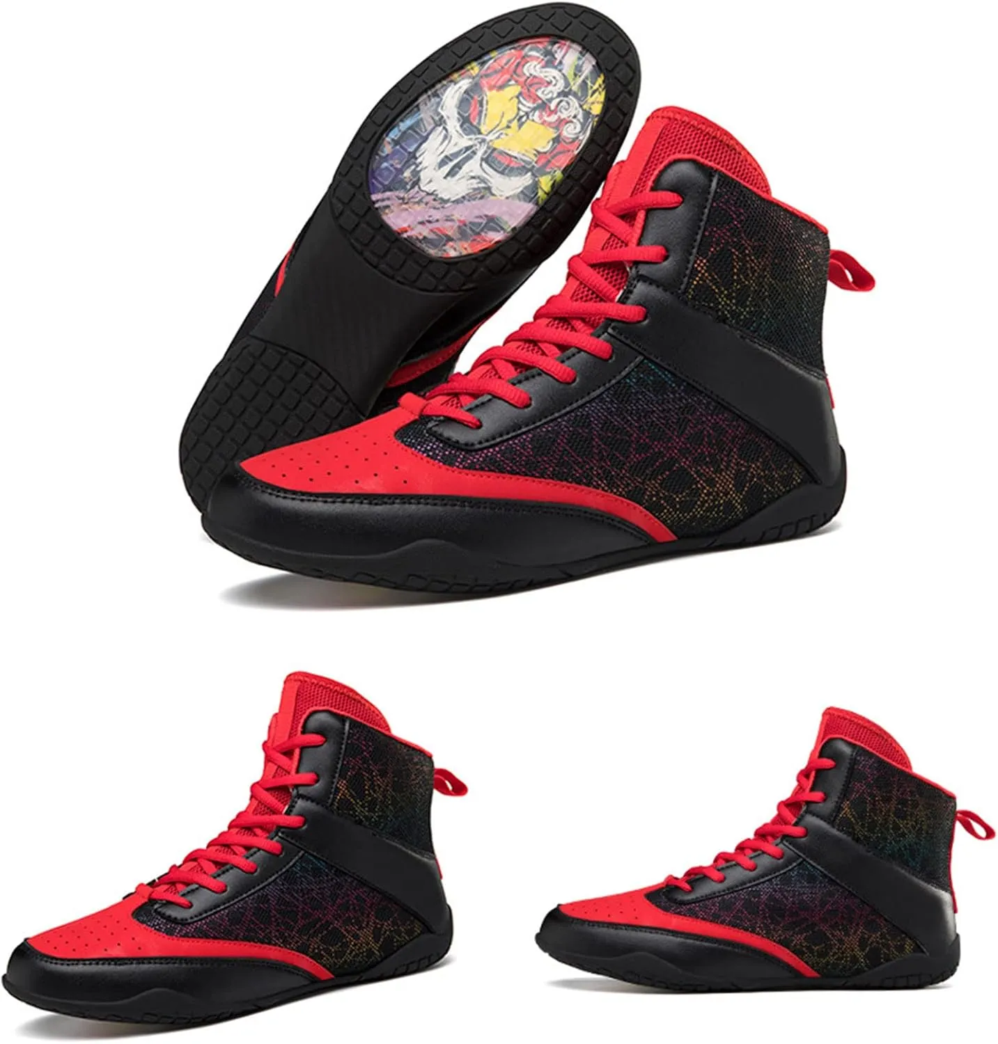 Professional Mens Wrestling Shoes Lightweight Breathable Training Shoe Durable Shoes for Wrestling, Boxing, Weightlifting