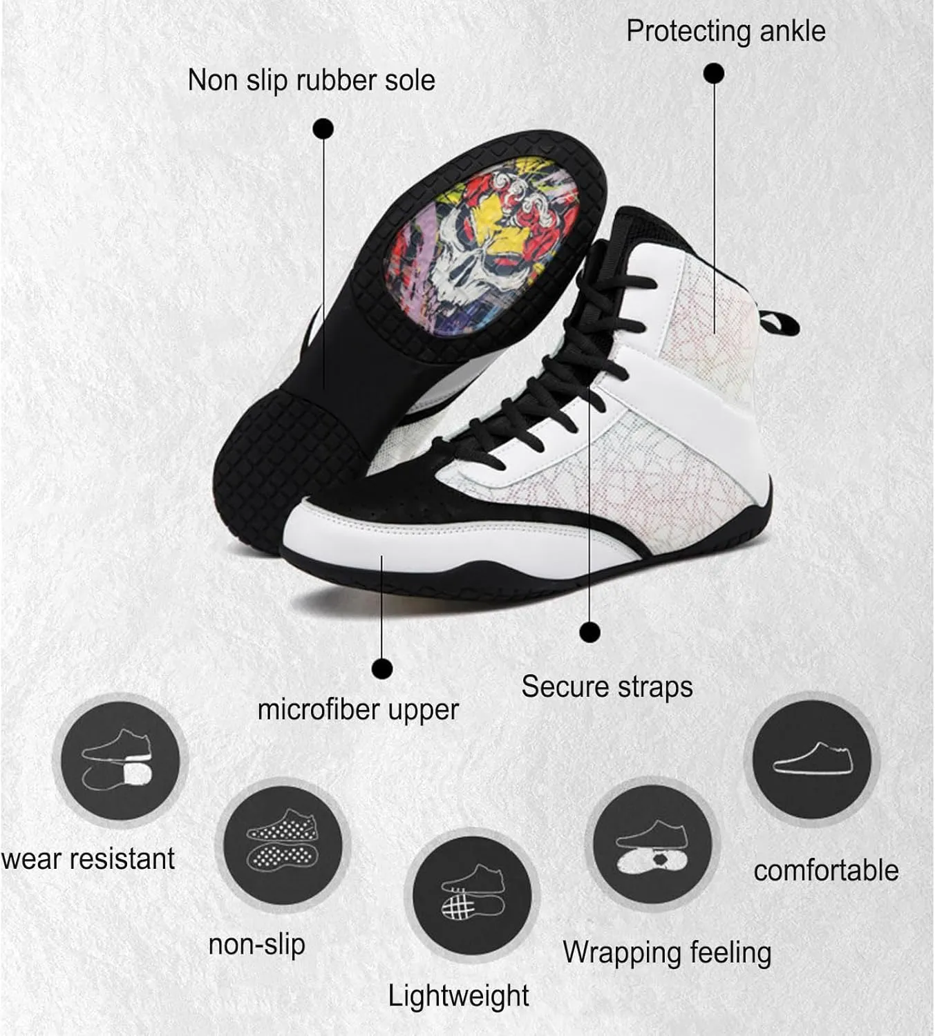 Professional Mens Wrestling Shoes Lightweight Breathable Training Shoe Durable Shoes for Wrestling, Boxing, Weightlifting