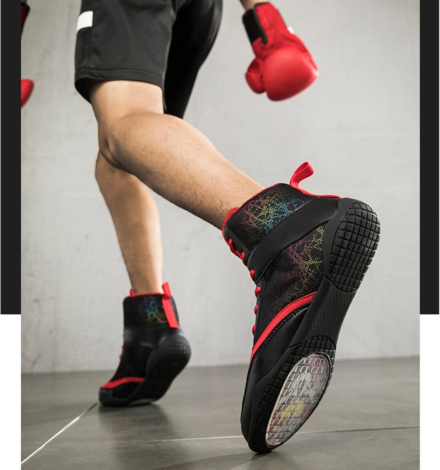 Professional Mens Wrestling Shoes Lightweight Breathable Training Shoe Durable Shoes for Wrestling, Boxing, Weightlifting