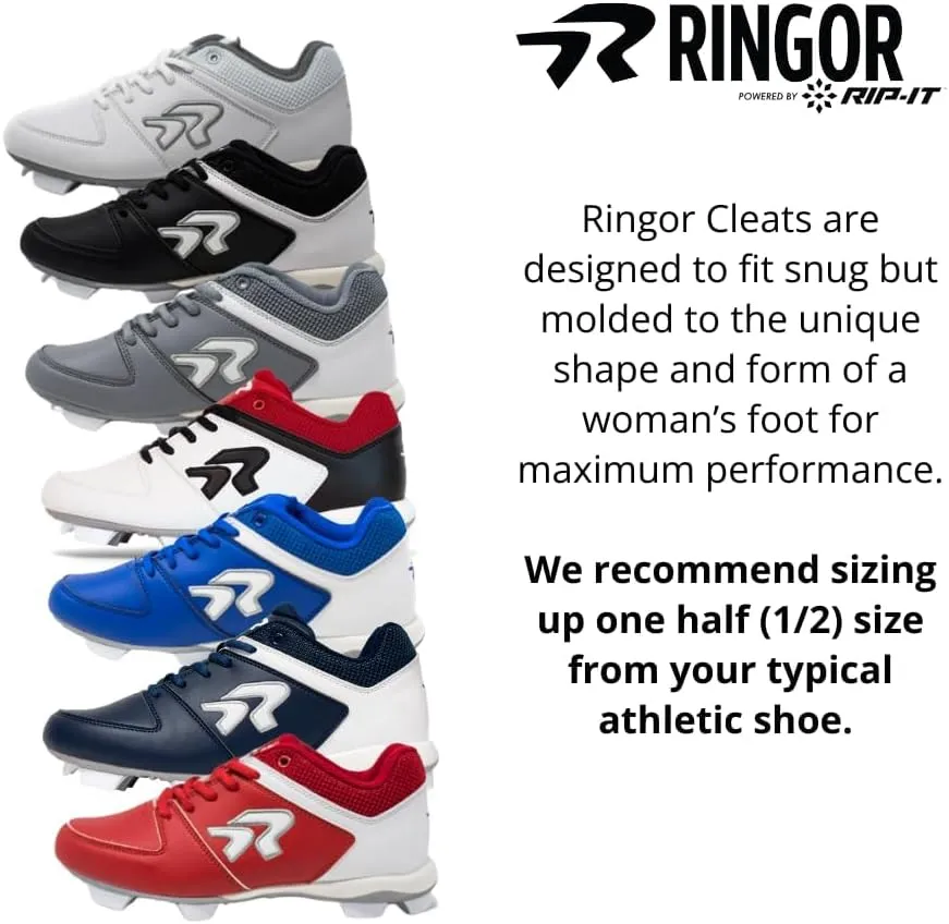 Ringor Flite Softball Cleats for Women - Lightweight and Durable Women's Molded Softball Shoes - Sizes 5.5-13