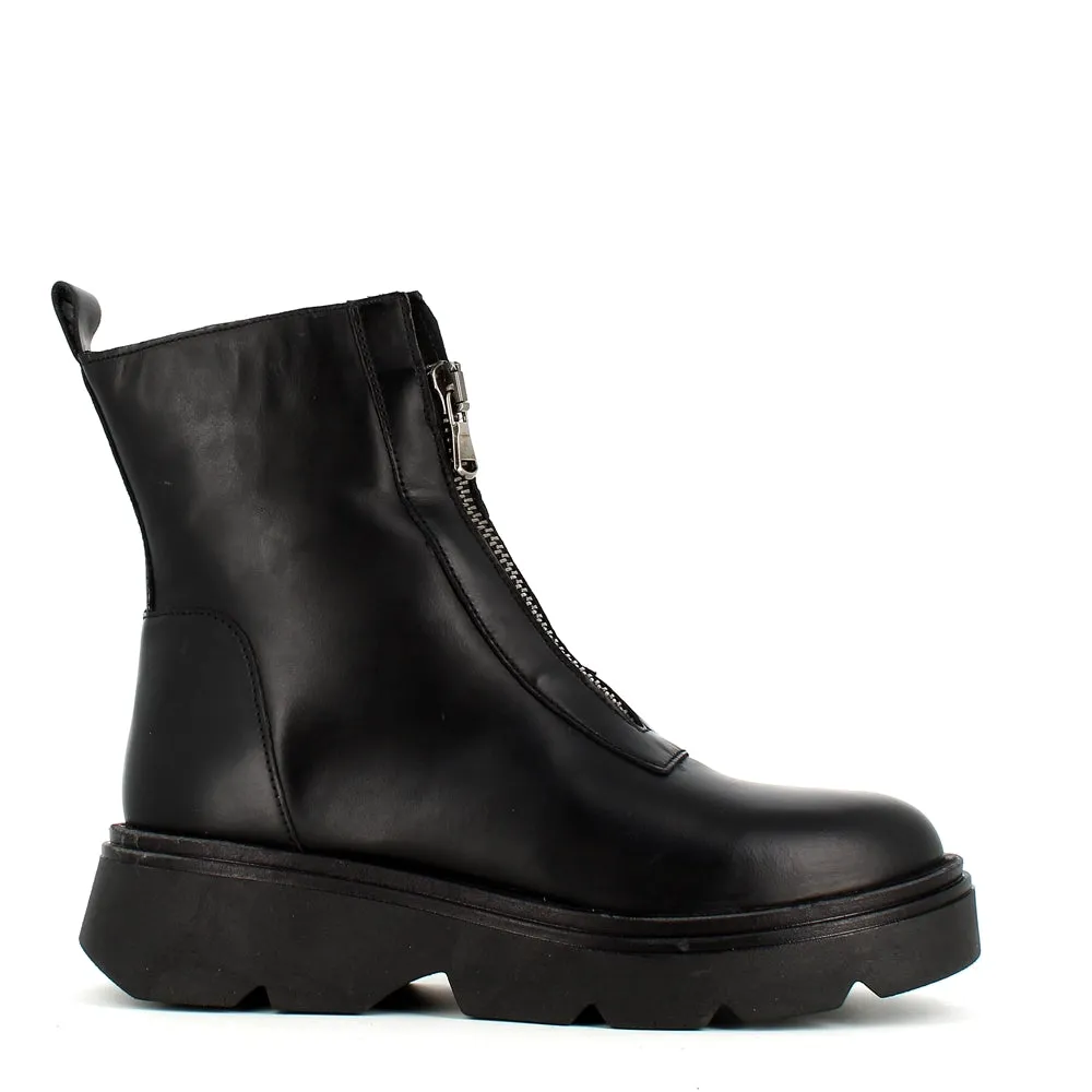 Rizzoli Military Front Zipper Boot Black