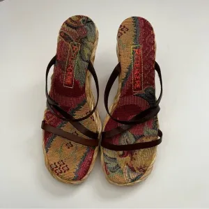 Robert Clergerie Brown Raffia Braided Wedge Sandal