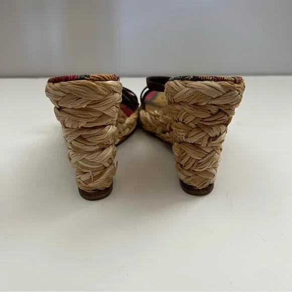 Robert Clergerie Brown Raffia Braided Wedge Sandal