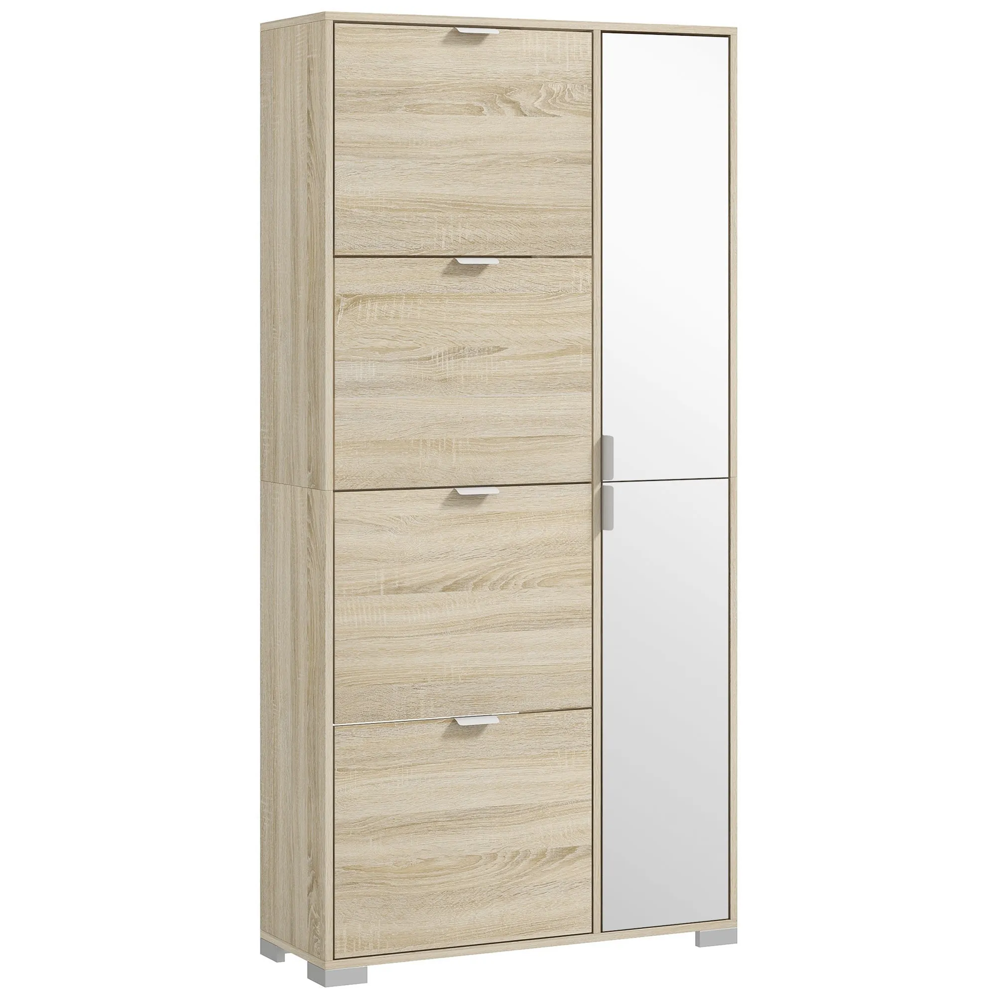 Rootz Shoe Cabinet - Shoe Storage - Mirror Doors - Durable & Stable - 82cm x 30cm x 168cm