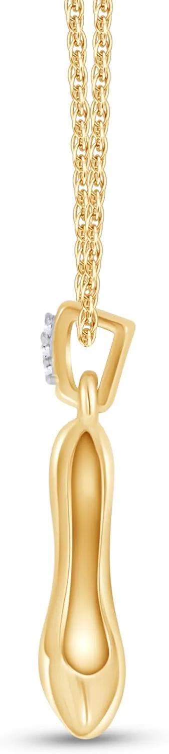 Round Cut White Cubic Zirconia High Heel Shoe Pendant Necklace Jewelry For Women in 14K Gold Over Sterling Silver Along With 18" Silver Chain