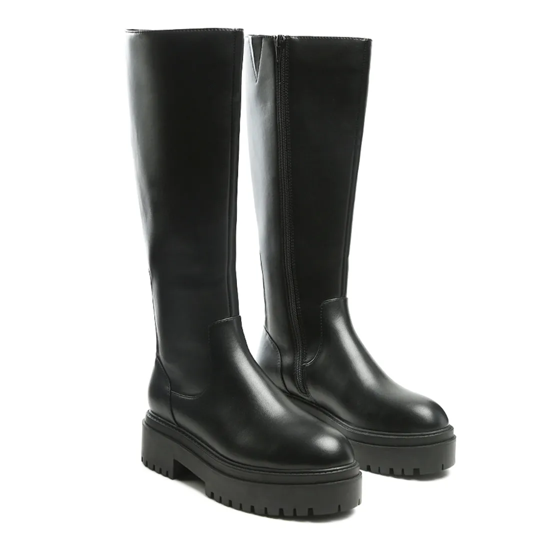 Round Toe Knee High Platform Boot