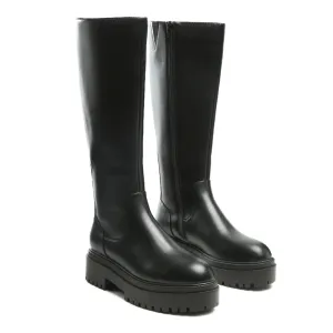 Round Toe Knee High Platform Boot