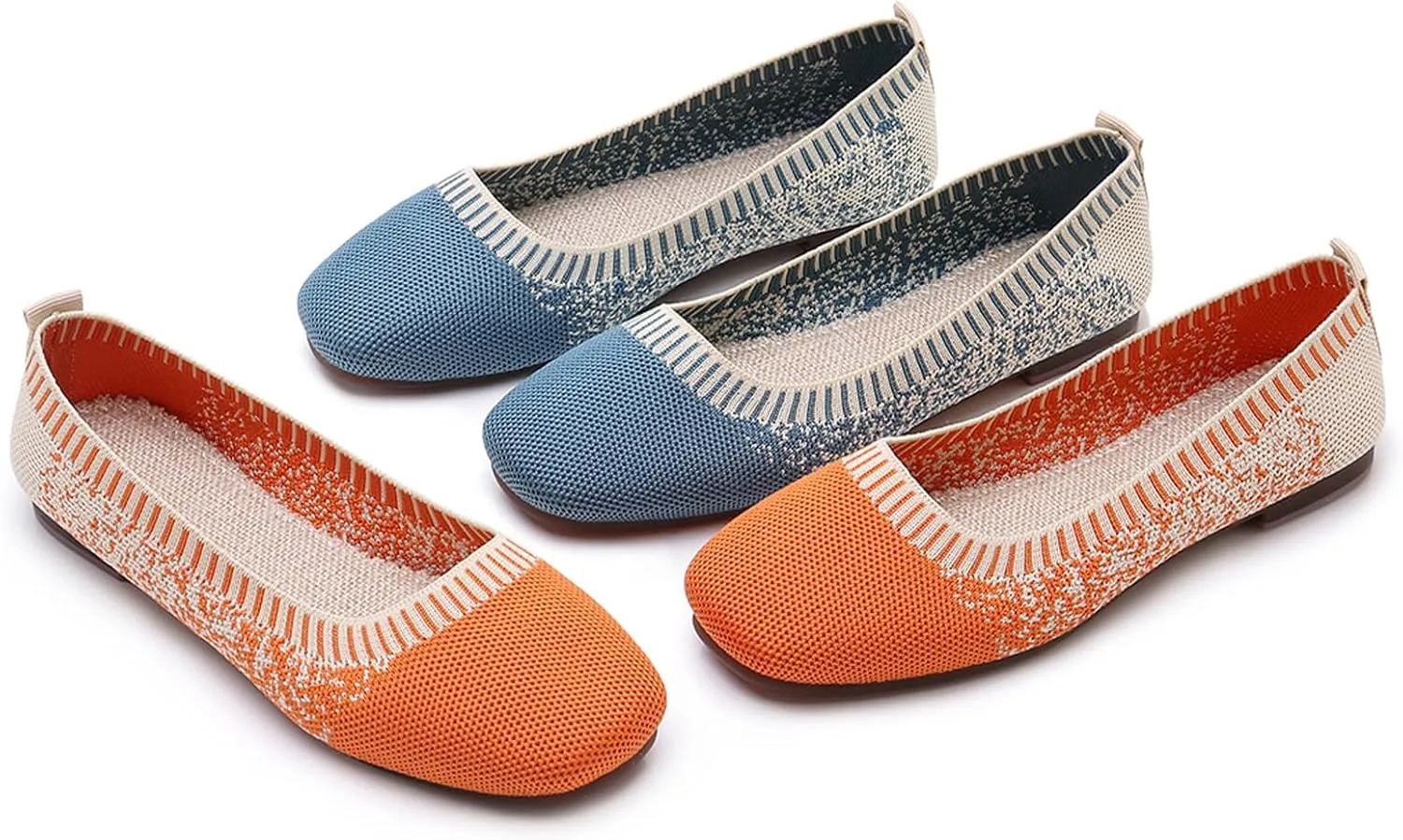 RVROVIC Women Flat Shoes Knitted Lightweight Slip-on Loafers Breathabel Soft Comfortable Ballet Flats
