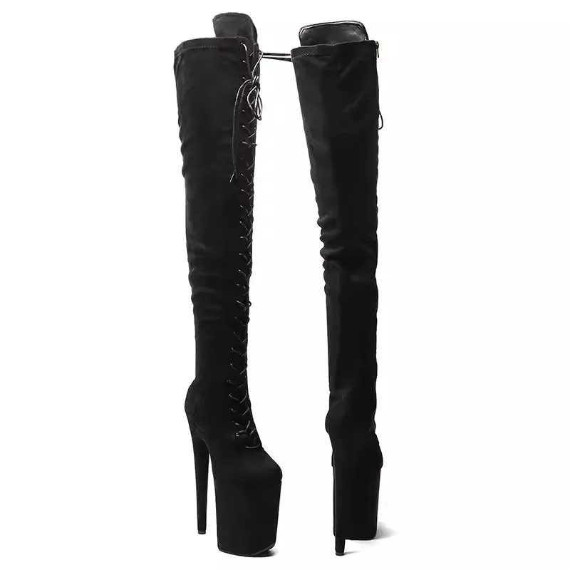 Sexy Women Party Over The Knee Boots Ultra 23cm High Heels Platform Boots