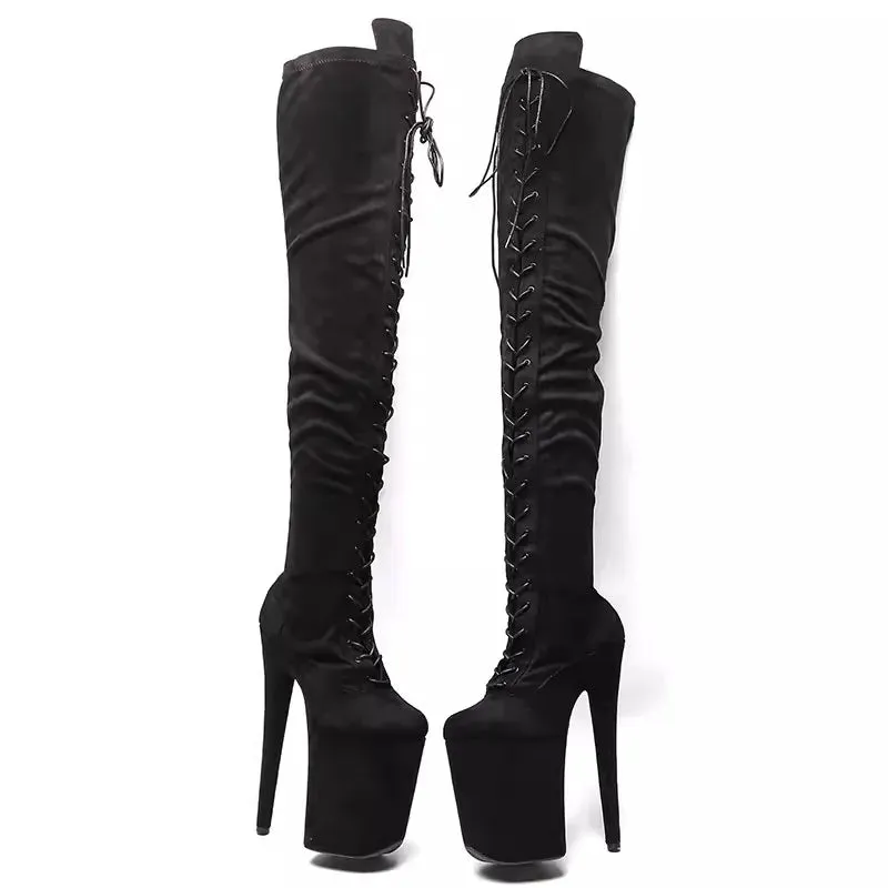 Sexy Women Party Over The Knee Boots Ultra 23cm High Heels Platform Boots