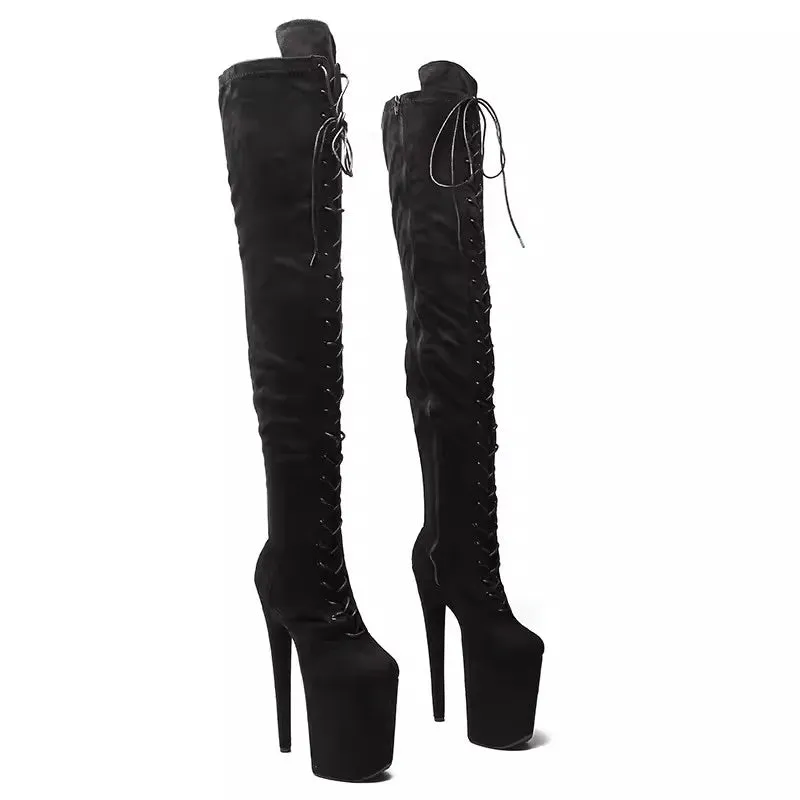 Sexy Women Party Over The Knee Boots Ultra 23cm High Heels Platform Boots