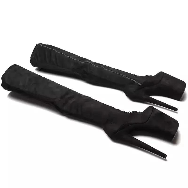 Sexy Women Party Over The Knee Boots Ultra 23cm High Heels Platform Boots