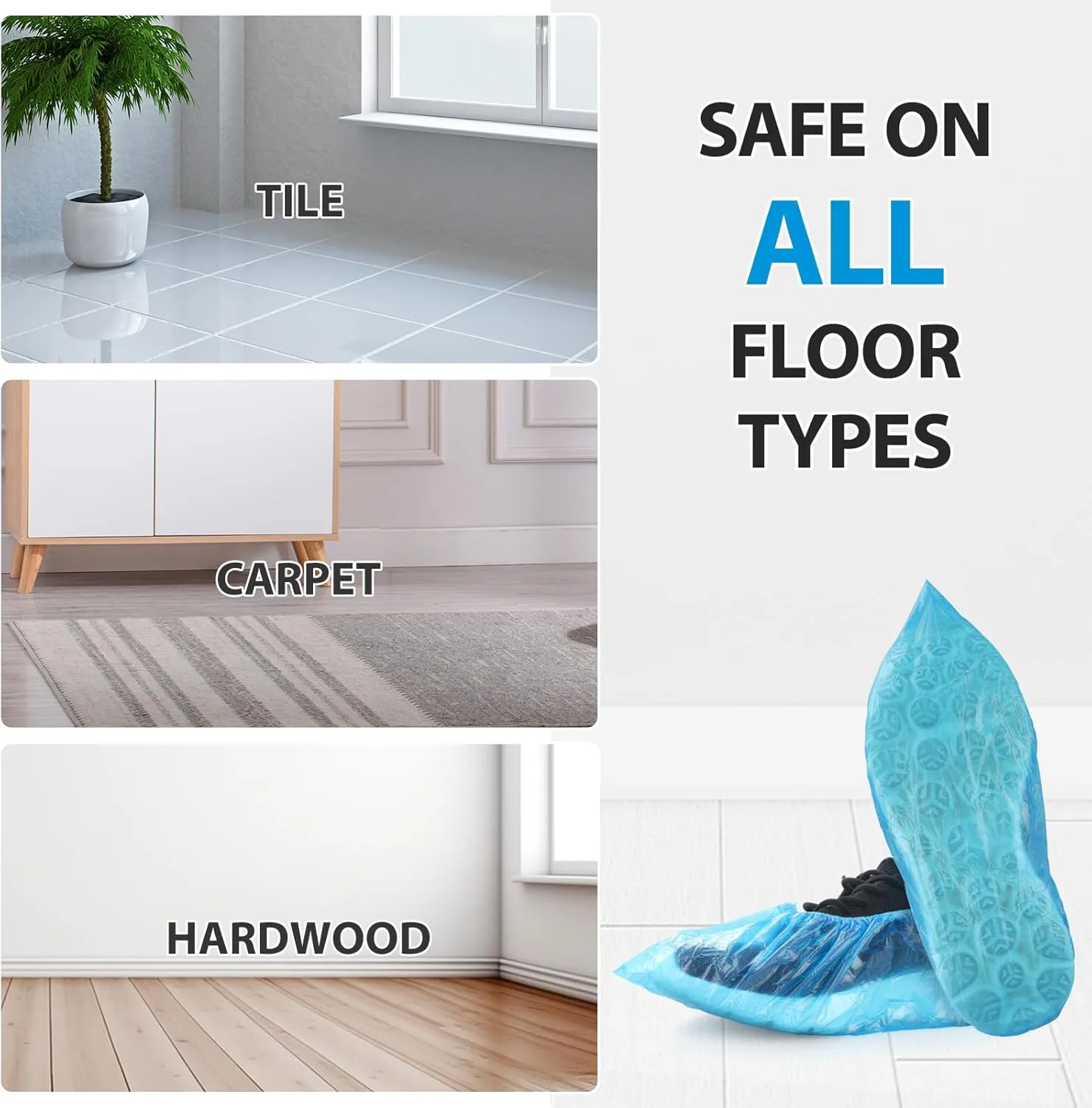 SHEEFLY 200 Pack Disposable Boot CPE Shoe Covers,Waterproof Non-Slip Shoe Booties, Durable Recyclable Shoe Protector,Thick Shoe Cover for Indoor Carpet Floor Usage Medical Museum Workplace