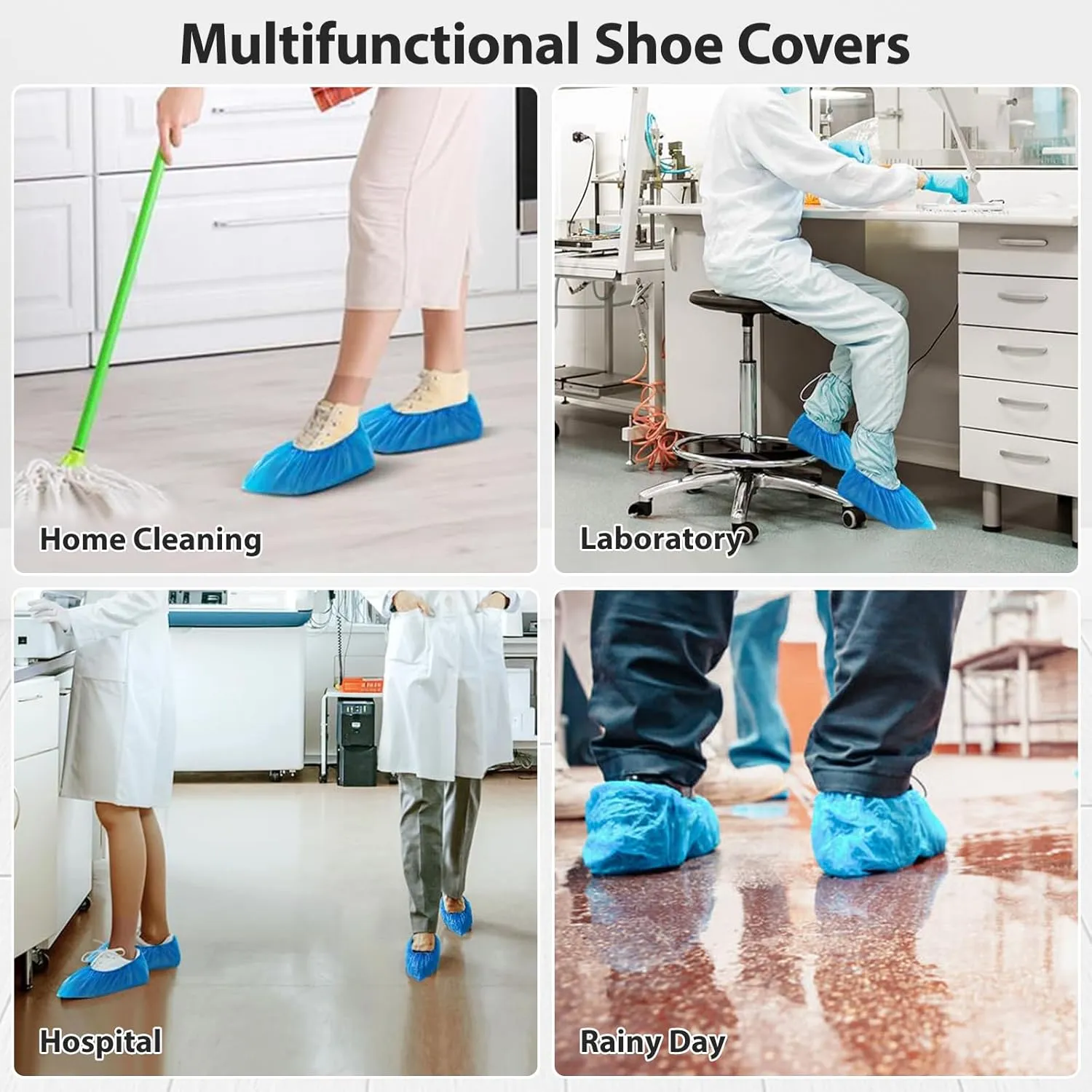 SHEEFLY 200 Pack Disposable Boot CPE Shoe Covers,Waterproof Non-Slip Shoe Booties, Durable Recyclable Shoe Protector,Thick Shoe Cover for Indoor Carpet Floor Usage Medical Museum Workplace