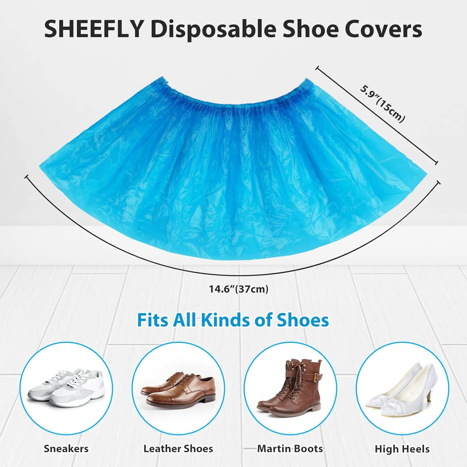 SHEEFLY 200 Pack Disposable Boot CPE Shoe Covers,Waterproof Non-Slip Shoe Booties, Durable Recyclable Shoe Protector,Thick Shoe Cover for Indoor Carpet Floor Usage Medical Museum Workplace