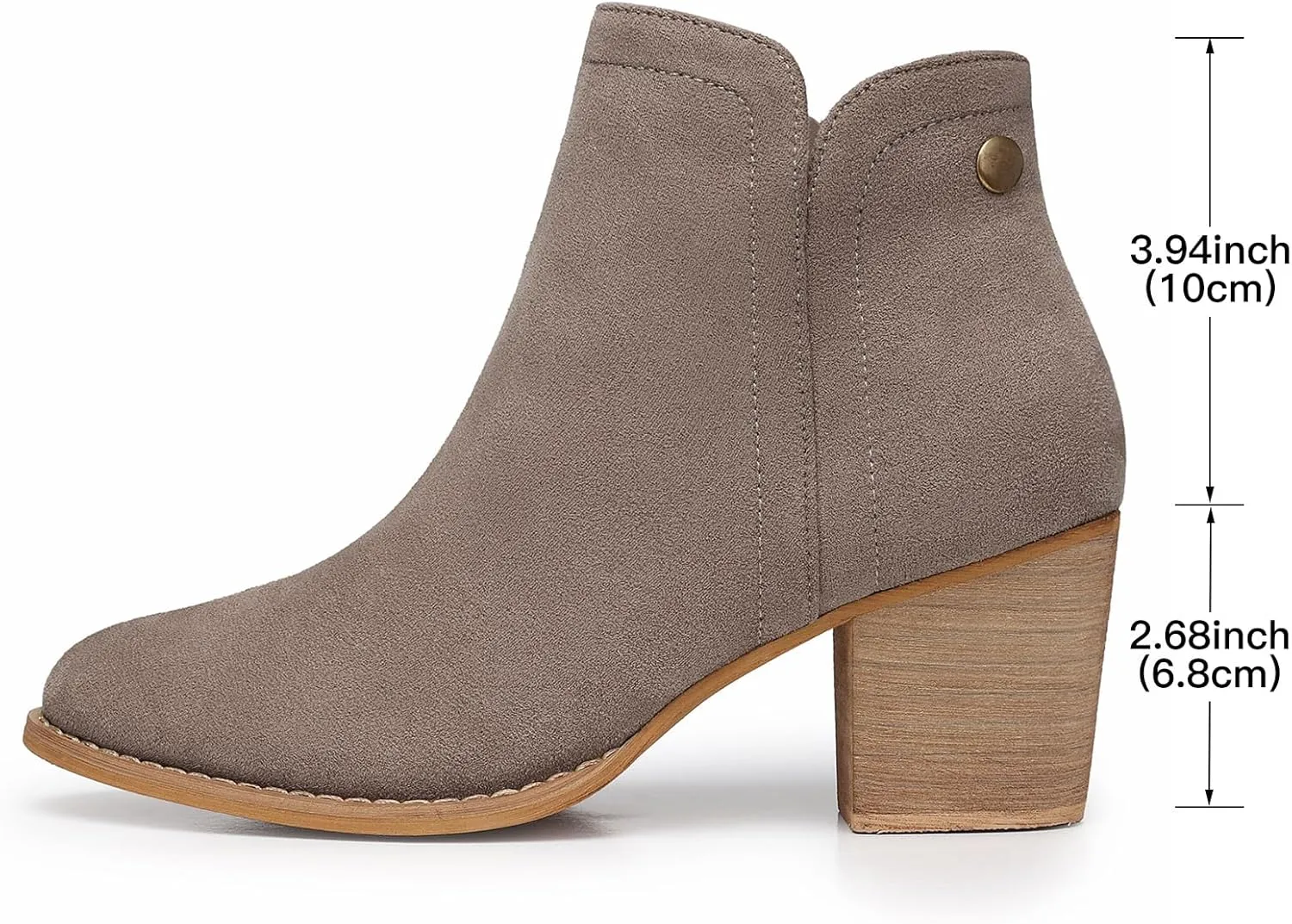 SHIBEVER Women's Ankle Boots Heel: Chunky Low Heeled Almond Toe Short Booties with Zipper Faux Suede Dress Western Fall 2025 Shoes