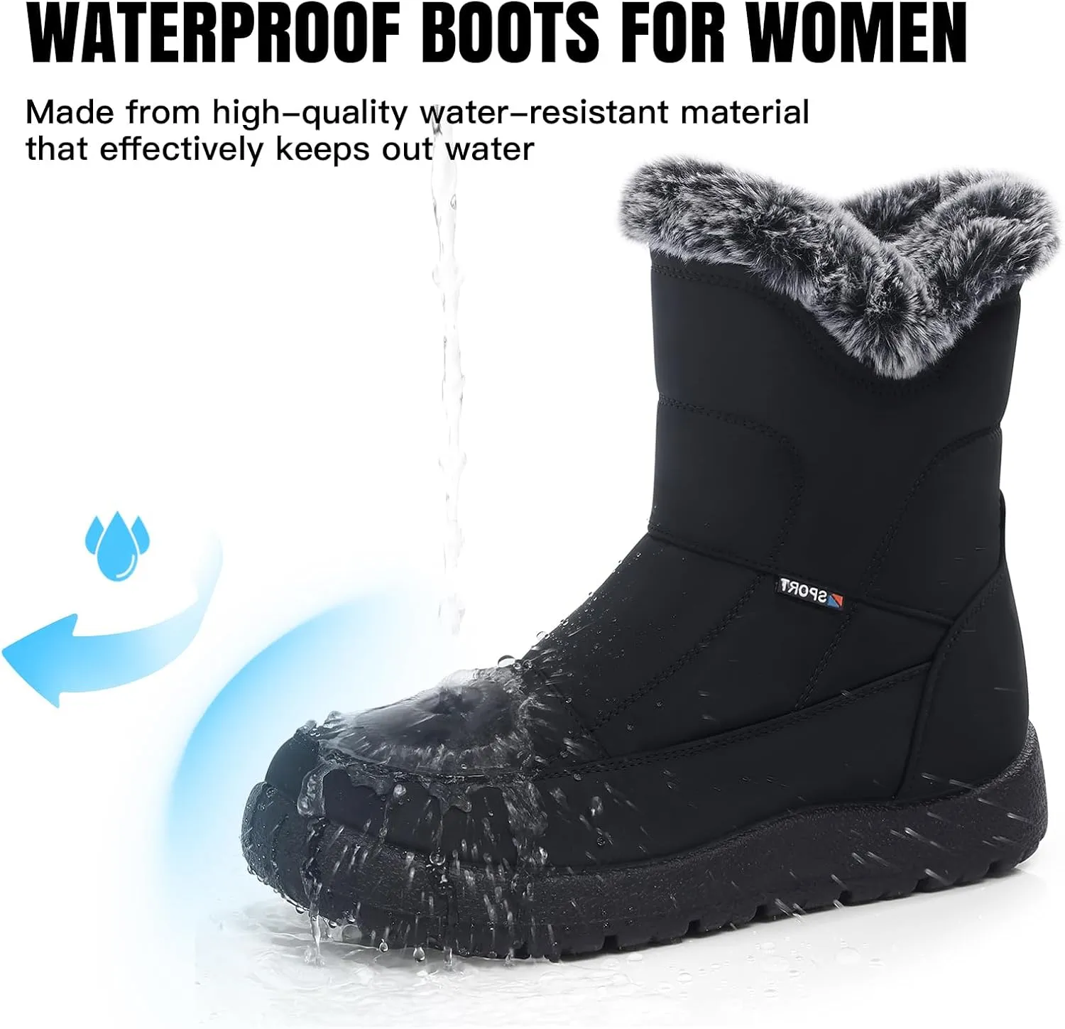 SHIBEVER Womens Winter Boots Warm: Womens Waterproof Snow Boots Ankle Casual Cold Weather Fur Lined Comfortable Booties