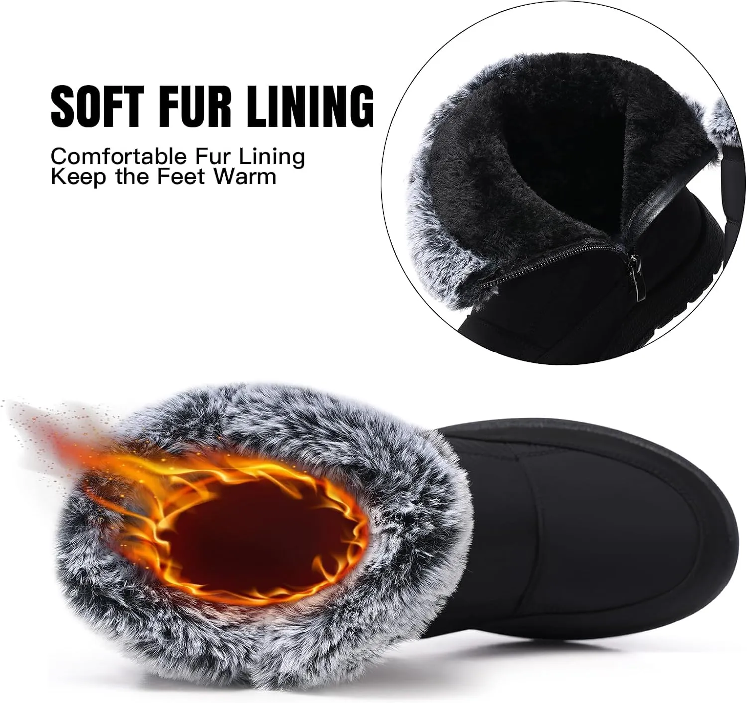 SHIBEVER Womens Winter Boots Warm: Womens Waterproof Snow Boots Ankle Casual Cold Weather Fur Lined Comfortable Booties