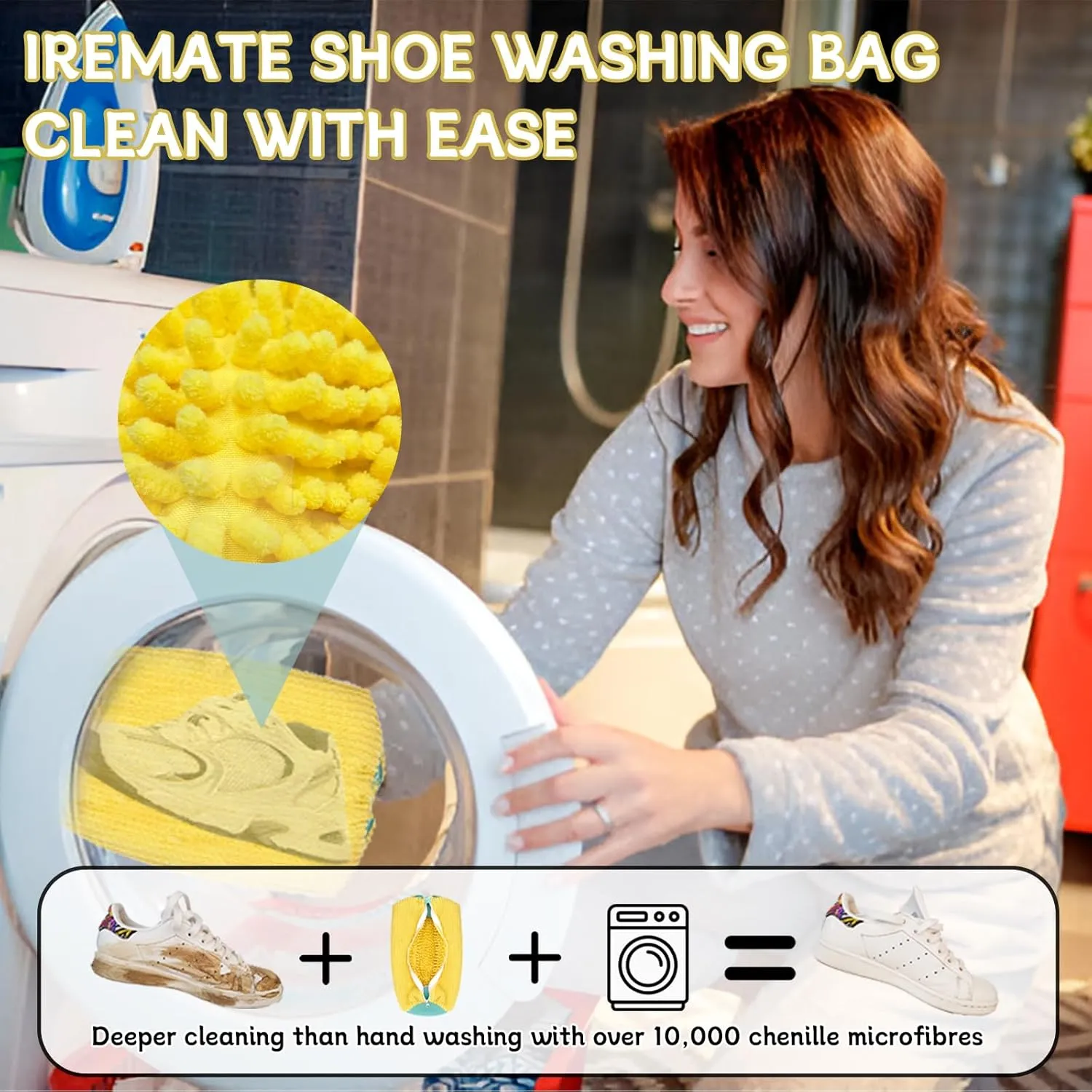 Shoe Washing Machine Bag 2 Pcs Reusable Laundry Shoe Bag for Washer and Dryer Yellow Durable Shoe Bags for Traveling Tennis Sneaker Shoe Washing Bag with Zipper Cute Mesh Cleaner Shoe Pouch