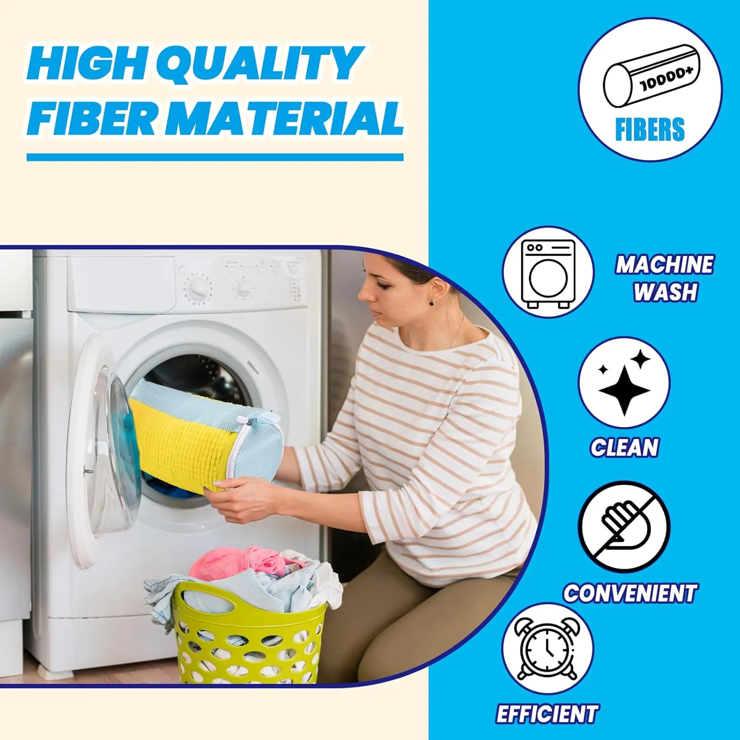 Shoe Washing Machine Bag, Fluffy Fibers Keep 360° Wrap-around Cleaning, 1 Pairs Adjustable Shoe Trees for All Shoes, Durable Hidden Zipper Reusable Shoe Laundry Bag(Yellow)