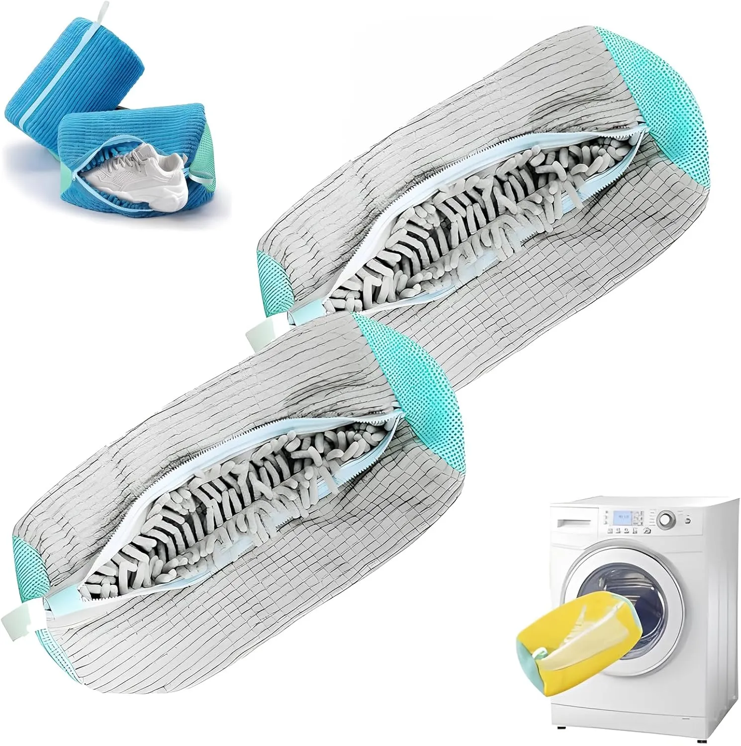 Shoe Washing Machine Bag Sole suds Magic Bag Laundry Shoes Bag (2pc Grey)