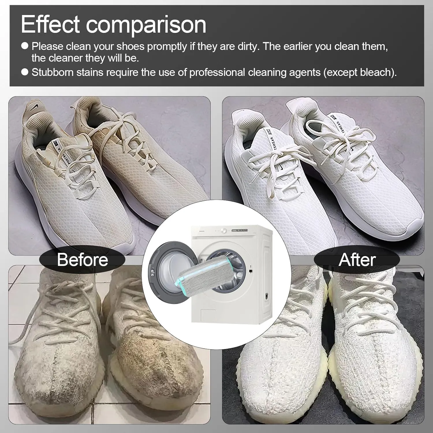 Shoe Washing Machine Bag Sole suds Magic Bag Laundry Shoes Bag (2pc Grey)