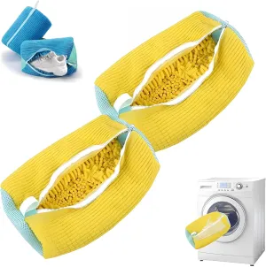 Shoe Washing Machine Bag Sole suds Magic Bag Laundry Shoes Bag (2pc Yellow)