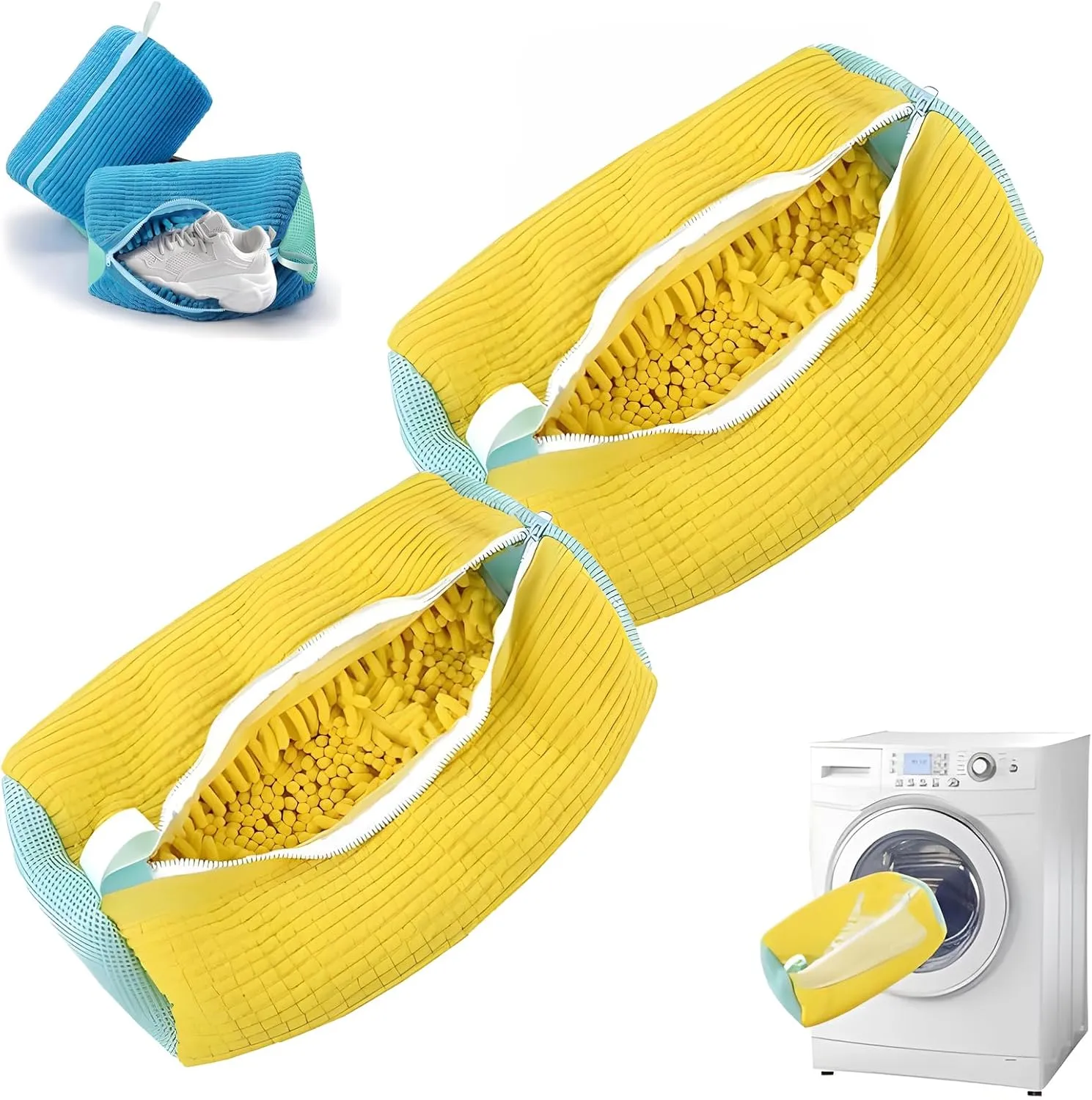 Shoe Washing Machine Bag Sole suds Magic Bag Laundry Shoes Bag (2pc Yellow)