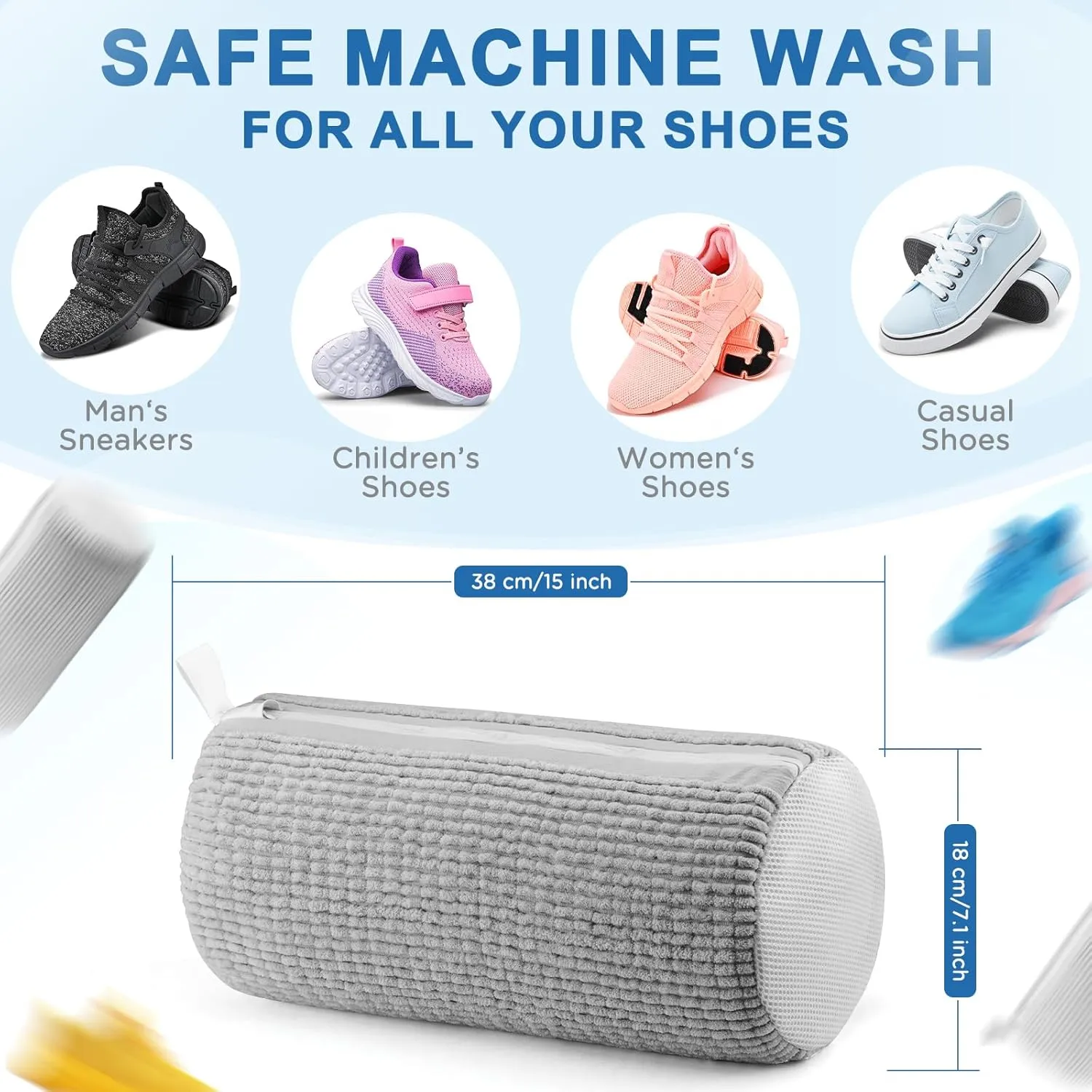 Shoe Washing Machine Bag,Shoe Laundry Bags for Sneakers, Reusable Shoe Cleaning Bag for All Shoe Sizes