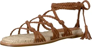Sigerson Morrison Women's James Flat Sandal, Cognac, 37.5 M EU (7.5 US)