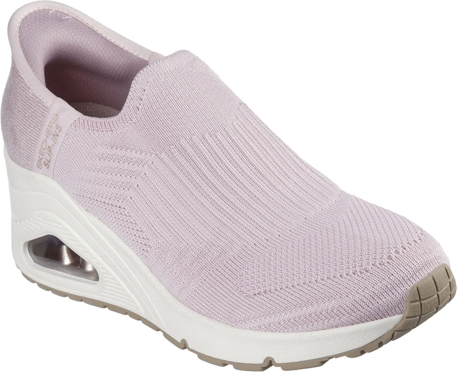 Skechers Women's UNO Wedge-Kickin' Knit Hands Free Slip-Ins Sneaker, Blush Pink, 5