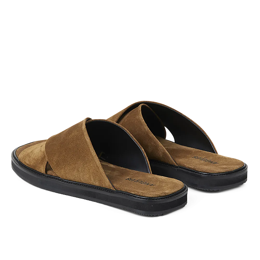 Slip-in cross leather sandal