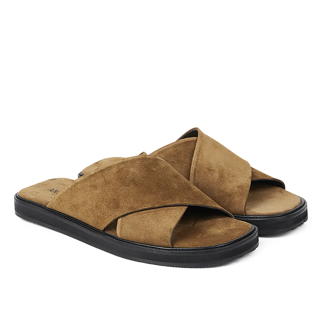 Slip-in cross leather sandal