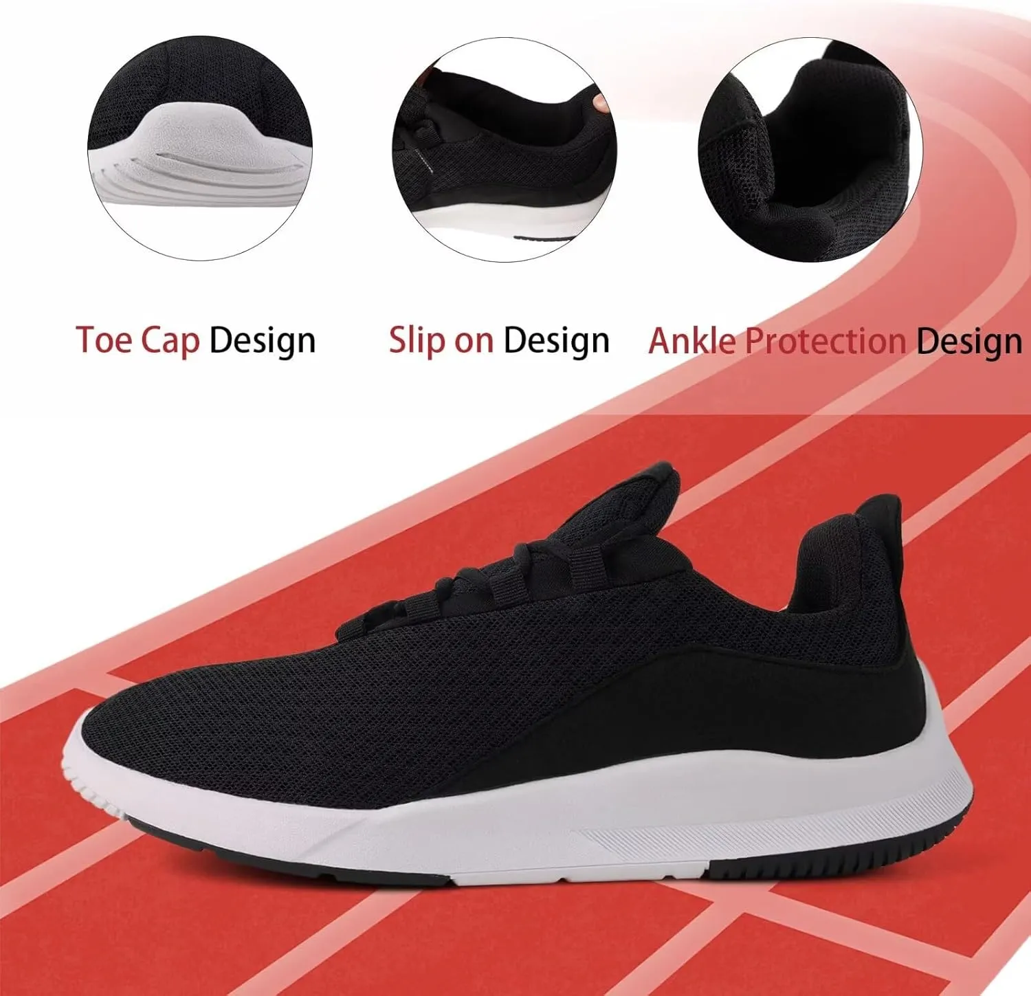 Slip on Sneakers for Men Casual Non Slip Lightweight Breathable Athletic Tennis Gym Walking Running Shoes