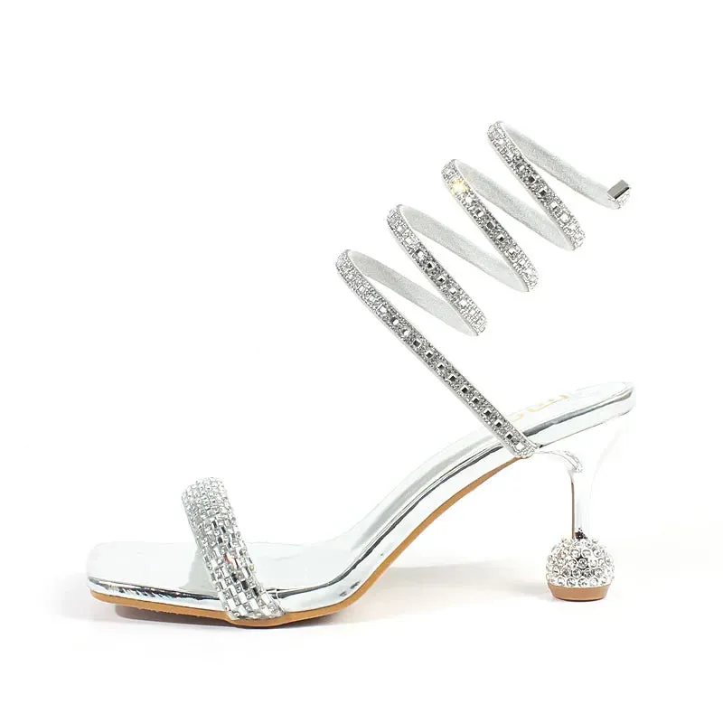 Snake Pattern Thin High Heeled Sandals