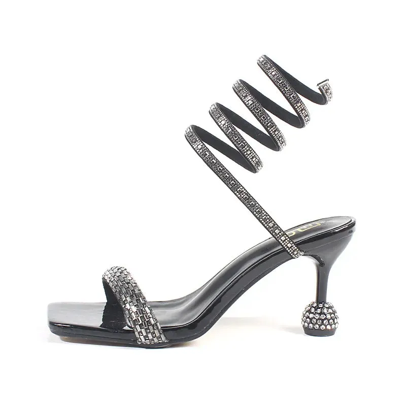Snake Pattern Thin High Heeled Sandals