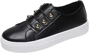 Sneakers for Women Non Slip Platform Fashion Sneakers Low Top Casual Walking Shoes Pu Faux Leather Classic Tennis Shoes Lightweight Outdoor Footwear