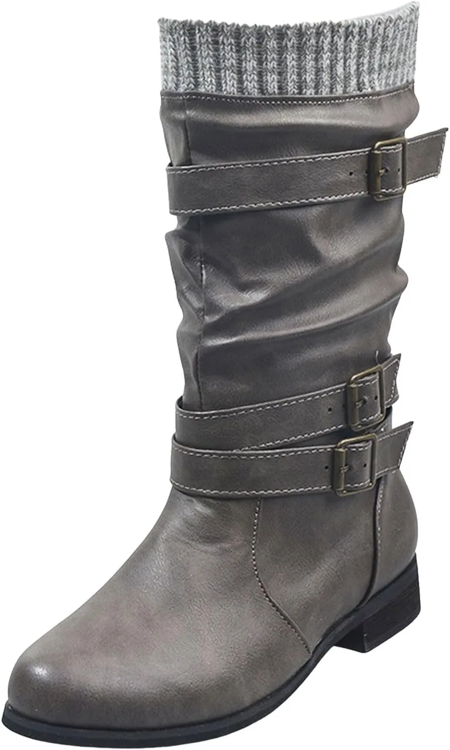 Snow Boots for Women Mid Calf Boots for Women Fall Winter New Women's Boots Mid Calf Raw Edge Women's Leather Boots