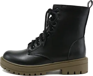 Soda FIRM - Lug Sole Combat Ankle Bootie Lace up w/Side Zipper