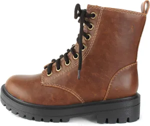 Soda FIRM - Lug Sole Combat Ankle Bootie Lace up w/Side Zipper