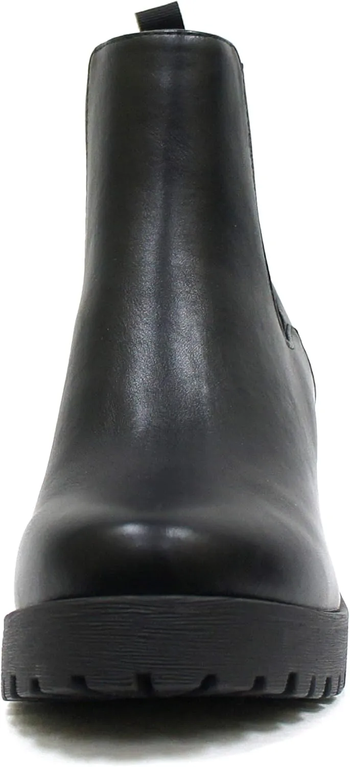 Soda Top Shoes Jaber Ankle Boot w/Lug Sole Elastic Gore and Chunky Heel