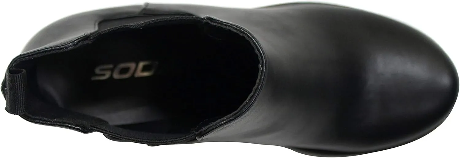 Soda Top Shoes Jaber Ankle Boot w/Lug Sole Elastic Gore and Chunky Heel