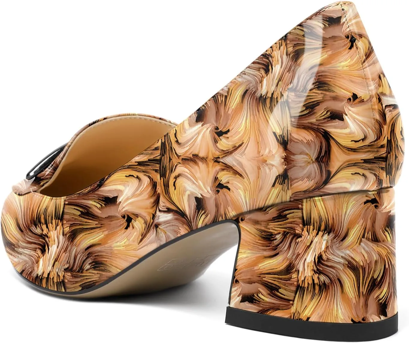 Soireelady Womens Block Heel Low Chunky Heels, Pointed Toe Loafer Heels Slip On Dress Shoes 2 Inches