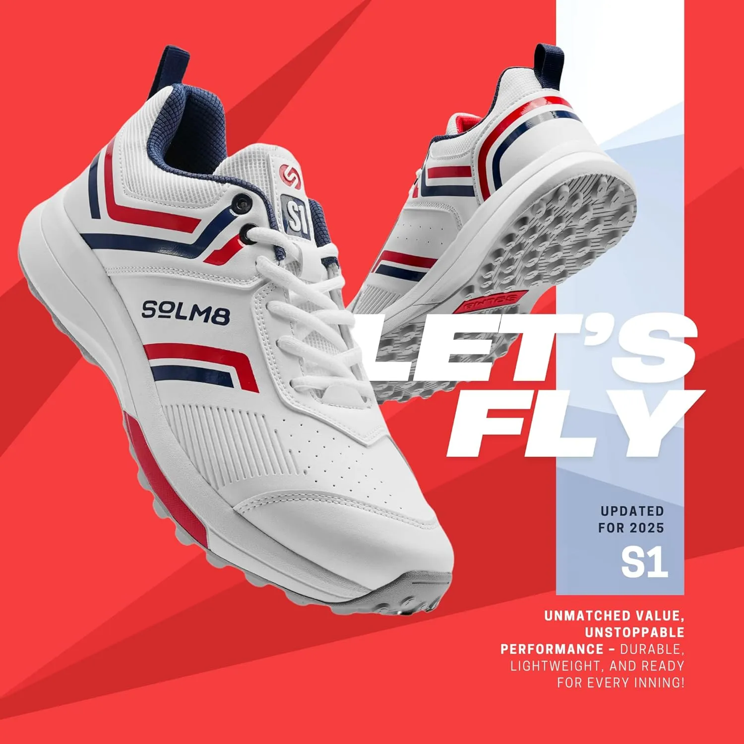 SOLM8 S1 Rubber Spikes - Lightweight Cricket Shoes for Men and Women - Durable Grip, Superior Protection (2024 Edition)