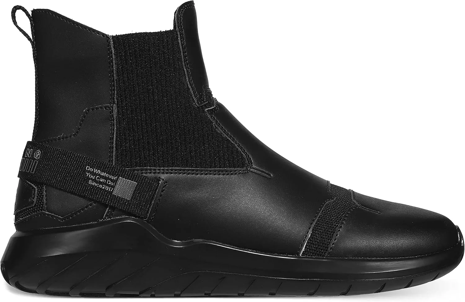 Soulsfeng Fashion High Top Sneakers Reflective Shoes Leather Splicing Lightweight Non Slip Walking Shoes